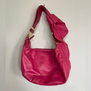 SALE 40% OFF | Badgley Mischka Pink Glazed Leather Hobo Shoulder Bag